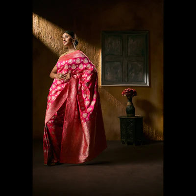 The Royal Symphony of Rani Pink in Banarasi Weaves