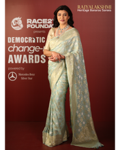 Load image into Gallery viewer, Sushmita Sen – Handcrafted Banarasi Georgette Saree with Sona Roopa Zari Weave