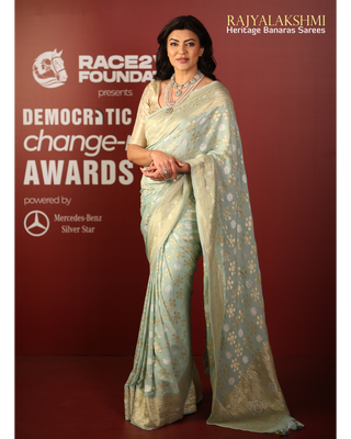 Sushmita Sen – Handcrafted Banarasi Georgette Saree with Sona Roopa Zari Weave