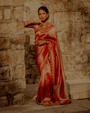 Load image into Gallery viewer, Red Brocade Banarasi Bridal Saree | ZARDOSI BANARASI