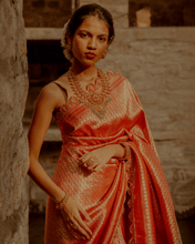 Load image into Gallery viewer, Red Brocade Banarasi Bridal Saree | ZARDOSI BANARASI