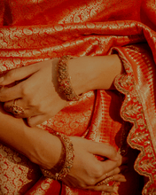 Load image into Gallery viewer, Red Brocade Banarasi Bridal Saree | ZARDOSI BANARASI