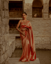 Load image into Gallery viewer, Red Brocade Banarasi Bridal Saree | ZARDOSI BANARASI