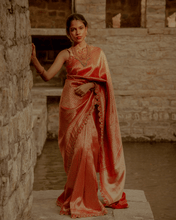 Load image into Gallery viewer, Red Brocade Banarasi Bridal Saree | ZARDOSI BANARASI