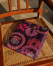 Load image into Gallery viewer, Purple Jamdani Silk with Meenakari, 100% Real Silver Zari | Designer Saree