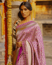 Load image into Gallery viewer, Magenta Meenakari Banarasi Bridal Saree | ZARDOSI BANARASI