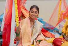 Load image into Gallery viewer, Enakshi River Whisper Saree – Ice Blue Georgette Banarasi Brocade dupatta