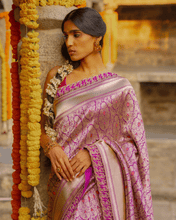 Load image into Gallery viewer, Magenta Meenakari Banarasi Bridal Saree | ZARDOSI BANARASI