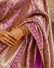Load image into Gallery viewer, Magenta Meenakari Banarasi Bridal Saree | ZARDOSI BANARASI