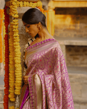 Load image into Gallery viewer, Magenta Meenakari Banarasi Bridal Saree | ZARDOSI BANARASI