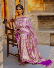 Load image into Gallery viewer, Magenta Meenakari Banarasi Bridal Saree | ZARDOSI BANARASI