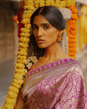 Load image into Gallery viewer, Magenta Meenakari Banarasi Bridal Saree | ZARDOSI BANARASI