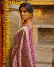 Load image into Gallery viewer, Magenta Meenakari Banarasi Bridal Saree | ZARDOSI BANARASI