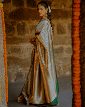 Load image into Gallery viewer, Green Meenakari Banarasi Bridal Saree |ZARDOSI BANARASI