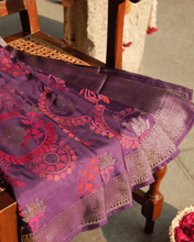 Load image into Gallery viewer, Purple Jamdani Silk with Meenakari, 100% Real Silver Zari | Designer Saree