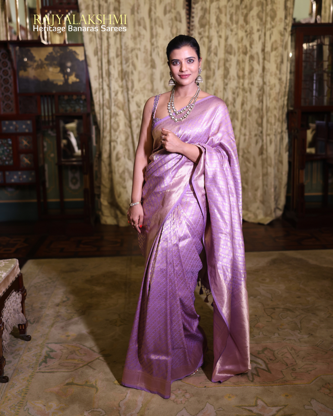 Aishwarya Rajesh – Lilac Banarasi Silk Brocade Saree