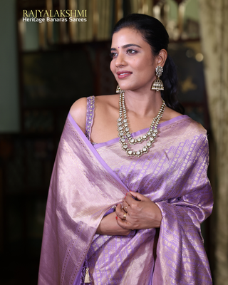 Aishwarya Rajesh – Lilac Banarasi Silk Brocade Saree