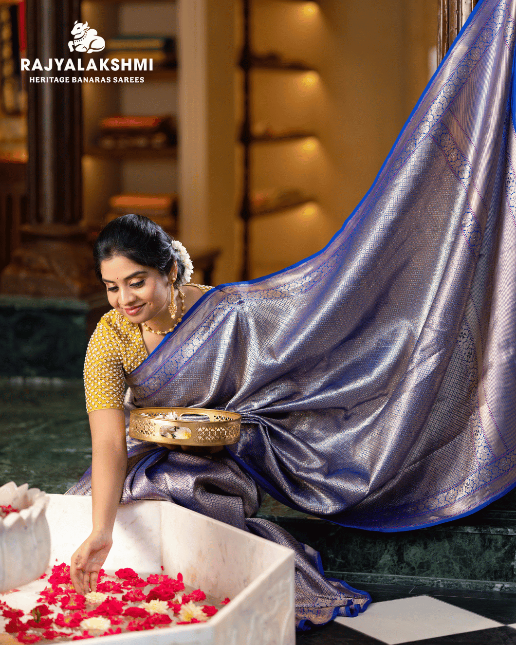 Rolex Weave Banarasi Saree with Kadwa Border – Bestseller Elegance