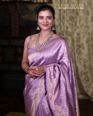 Aishwarya Rajesh – Lilac Banarasi Silk Brocade Saree