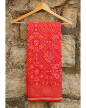 Load image into Gallery viewer, Red Jamdani Silk with Meenakari, 100% Real Silver Zari | Luxury Heritage