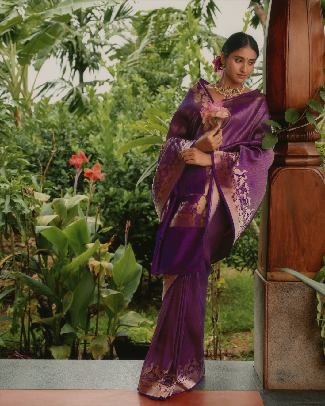 Alaru Purple Shikargah Brocade