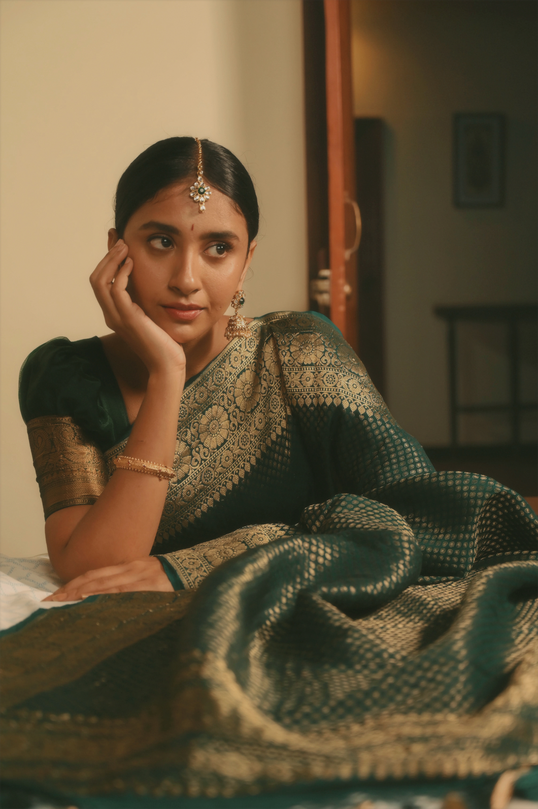 Alaru Emerald Kadwa Brocade Georgette