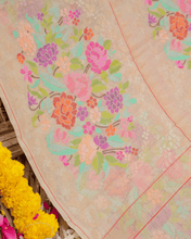 Load image into Gallery viewer, Half White Jamdani Cotton with Meenakari Border, 100% Real Silver Zari  | Silver Zari