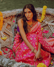 Load image into Gallery viewer, Pink Meenakari Banarasi Bridal Saree | ZARDOSI BANARASI