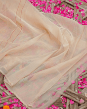 Load image into Gallery viewer, Half White Jamdani Cotton with Meenakari Border, 100% Real Silver Zari  | Silver Zari