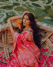 Load image into Gallery viewer, Pink Meenakari Banarasi Bridal Saree | ZARDOSI BANARASI