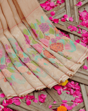 Load image into Gallery viewer, Half White Jamdani Cotton with Meenakari Border, 100% Real Silver Zari  | Silver Zari