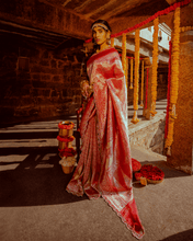 Load image into Gallery viewer, Red Zardozi Shikargah Banarasi Bridal Saree | ZARDOSI BANARASI