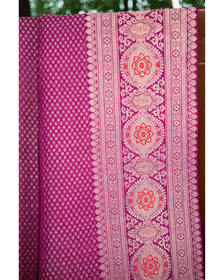 Georgette Silk Brocade Saree with Kadwa Meenakari Border