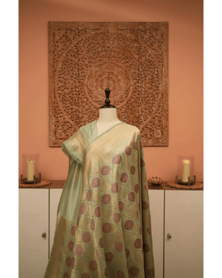 Pastel Tone Meenakari Brocade Banarasi Silk Saree