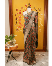 Load image into Gallery viewer, Victorian-Inspired Banarasi Silk Saree with Meenakari