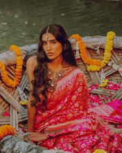 Load image into Gallery viewer, Pink Meenakari Banarasi Bridal Saree | ZARDOSI BANARASI