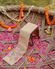 Load image into Gallery viewer, Half White Jamdani Cotton with Meenakari Border, 100% Real Silver Zari  | Silver Zari