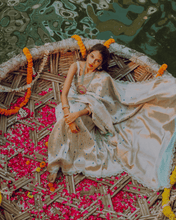 Load image into Gallery viewer, Sky Blue Meenakari Banarasi Bridal Saree | ZARDOSI BANARASI
