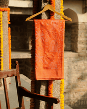 Load image into Gallery viewer, Orange Jamdani Silk with Meenakari, 100% Real Silver Zari | Festive Wear