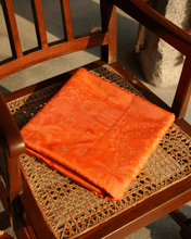 Load image into Gallery viewer, Orange Jamdani Silk with Meenakari, 100% Real Silver Zari | Festive Wear