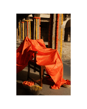 Load image into Gallery viewer, Orange Jamdani Silk with Meenakari, 100% Real Silver Zari | Festive Wear