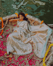 Load image into Gallery viewer, Sky Blue Meenakari Banarasi Bridal Saree | ZARDOSI BANARASI