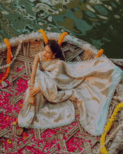 Load image into Gallery viewer, Sky Blue Meenakari Banarasi Bridal Saree | ZARDOSI BANARASI