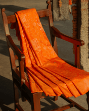 Load image into Gallery viewer, Orange Jamdani Silk with Meenakari, 100% Real Silver Zari | Festive Wear
