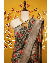 Load image into Gallery viewer, Victorian-Inspired Banarasi Silk Saree with Meenakari