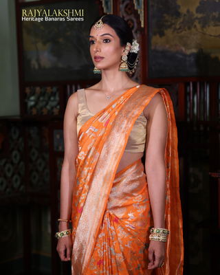 Ira Trivedi – Kadwa Jangla Banarasi Silk Saree with Meenakari