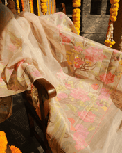 Load image into Gallery viewer, Half White Jamdani Cotton with Meenakari Border, 100% Real Silver Zari | Heritage