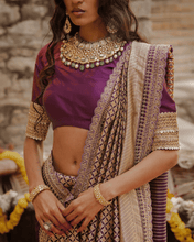 Load image into Gallery viewer, Wine Meenakari Banarasi Bridal Saree | ZARDOSI BANARASI