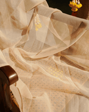 Load image into Gallery viewer, Half White Jamdani Cotton with Meenakari Border, 100% Real Silver Zari | Heritage