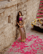 Load image into Gallery viewer, Wine Meenakari Banarasi Bridal Saree | ZARDOSI BANARASI